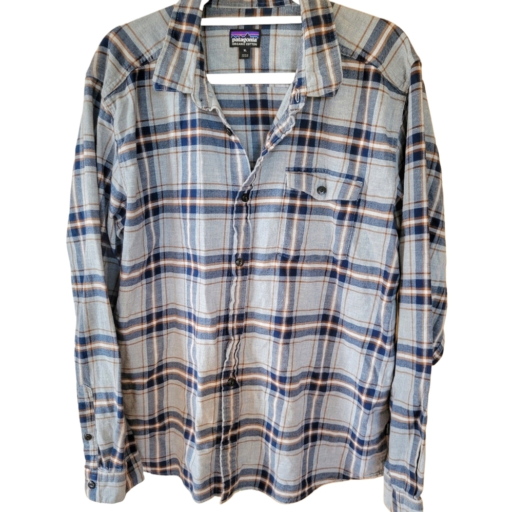 Patagonia // M's LS Lightweight Fjord Flannel Shirt // XL // Blue Amber